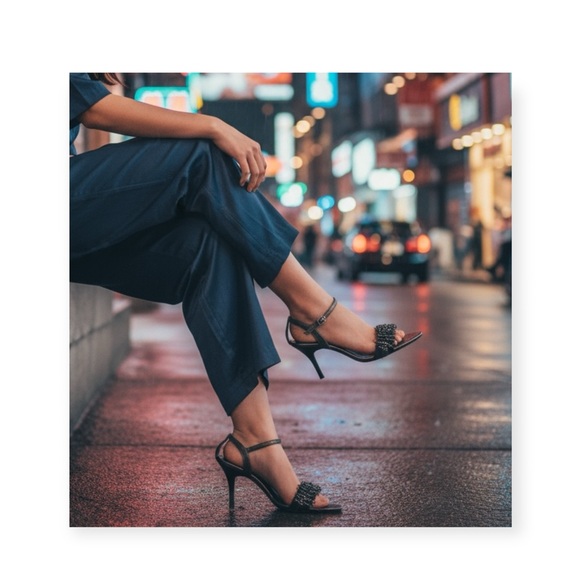 Vintage: new Pierre Cardin ♚ Beaded Kitten Heels ♚ Chain Mail ♚ Gunmetal ♚ 8.5M - Picture 15 of 16